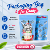 Sac d'emballage de bonbons pour gâteau de mariage PET/papier/NY/CPP Cadeaux de vacances Mylar mignon Sacs avec fermeture à glissière Emballage de bonbons personnalisé