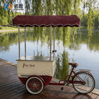 Chariot de vente ambulante pour glaces, chariot à glaces, tricycle mobile pour la vente de glaces, fruits, café, chariot de vente ambulante, vélo cargo avec parasol