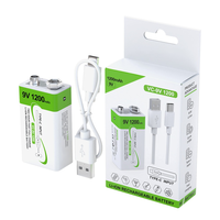 Baterai Isi Ulang USB Li-ion 9V 1200mAh, Pengisian Daya USB Terintegrasi, Masa Pakai Panjang, Output Stabil untuk Mikrofon, Mainan 502040