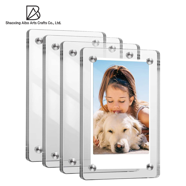 Thick Strong Magnetic Clear Acrylic Photo Frame for Desktop Home Decoration and Family Memory Display