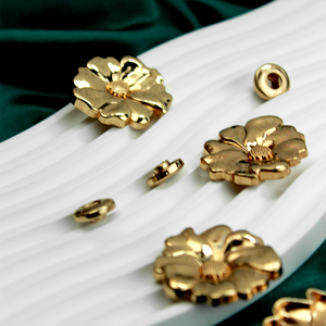 <strong>Custom</strong> 3D Shiny Metal Alloy <strong>Button</strong> Gold Flower Press Snap <strong>Button</strong> No Sew for Clothing Brass Rivets Garment Accessories - Product Image 6