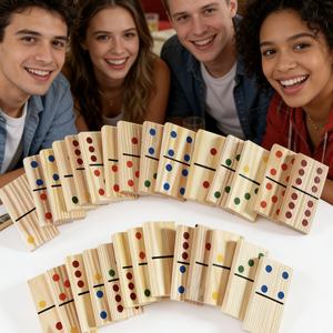 맞춤형 클래식 작은 나무 도미노 게임 세트 28 더블 여섯 타일 저장 상자 수제 블록 게임 - Product Image 5