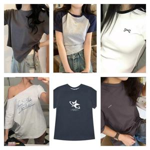 New Wholesale Low Price Apparel Stock <b>Summer</b> Women Men Unisex <b>Tshirt</b> Women Short Sleeve Top Apparel Clothes - Product Image 2
