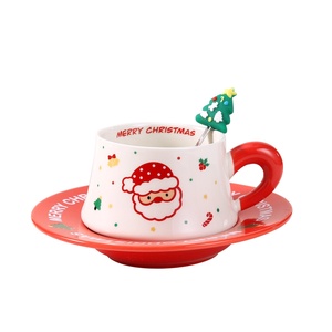 Juego de Taza y Platillo de Cerámica con Diseño Navideño de Dibujos Animados, Apto para Microondas, Resistente a Altas Temperaturas, Caja de Regalo para el Hogar - Product Image 5