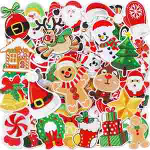 Patchs thermocollants de Noël OEM, styles assortis aléatoires, appliques à coudre, réparation, logo personnalisé, patch brodé pour vêtements et chapeaux - Product Image 1