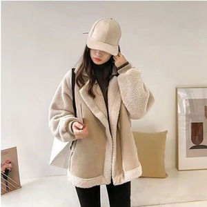 Women's Faux Fur Coat Apricot Loose Fit Warm Winter Jacket - Product Image 3