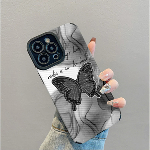 เคสโทรศัพท์มือถือหนังเทียมพิมพ์ลายผีเสื้อสีดำลายคลื่นสีเทาหมึก สำหรับ <span class=keywords><strong>iPhone</strong></span> X Xr 11 12 13 14 15 16 17 18 Pro Max - Product Image 4