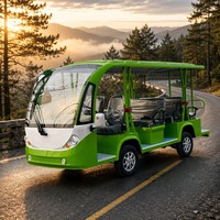 Voiture électrique de tourisme 14 places à carrosserie ouverte, bus navette touristique, moteur AC 4KW 72V, style voiturette de golf pour complexe hôtelier, parc, hôtel