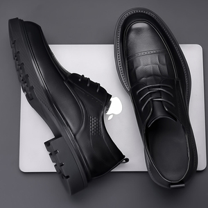 Spring Premium Men's Shoes <b>Top</b>-Grain Leather Business Loafers Commuter Shoes Genuine Leather Thick-Soled Casual Lace-Up Loafers - Product Image 6
