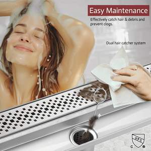 Drain de douche linéaire moderne de 10 pouces, nickel brossé, grille amovible, acier inoxydable 304, installation facile, nettoyage (base de drain non incluse) - Product Image 2