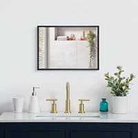 Miroir mural en alliage d'aluminium noir encadré Rectangle moderne cadre en métal miroir suspendu pour salle de bain chambre salon décor à la maison