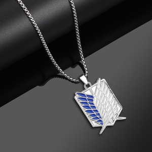 Collana Trendy in Acciaio Inossidabile con Ciondolo <span class=keywords><strong>Attack</strong></span> on Titan (Corpo di Ricognizione) e Catena a Corda, Design con Ali, Gioiello Anime, Idea Regalo - Product Image 3