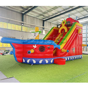 Tobogán de agua inflable de PVC de alta calidad, Barco Pirata, tobogán de piscina seca húmeda de doble carril para <span class=keywords><strong>alquiler</strong></span> de fiestas - Product Image 3