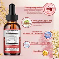 Supplément liquide de citrate de magnésium Ashwagandha gouttes dosage oral avec calcium zinc vitamine D3 B6 B12 CoQ10 potassium magnésium