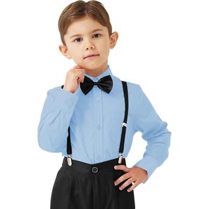 Chemise habillée à manches longues pour garçons, en coton Oxford, avec poche poitrine, pour uniformes scolaires, de 9 mois à 16 ans - Product Image 5