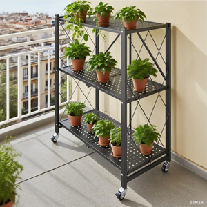 3/4/5 Tier lưu trữ Giá kim loại kệ với bánh xe gấp Rack không có cài đặt Giày giá thép cầm tay sản phẩm hiển thị đứng - Product Image 2