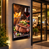 Kotak Lampu Iklan Tarik Keluar Slim LED Poster Display Bingkai Aluminium untuk Restoran, Kafe, dan Hotel