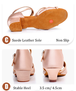 Zapatos de Baile de Satén para Niñas, Zapatos Modernos de Tango para Actuaciones, Zapatos de Salón de Baile de Tacón Bajo para Niñas y Damas - Product Image 3