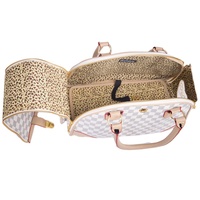 Sac de transport imprimé pour animaux de compagnie, sac à main de voyage respirant en maille pour chat et chien, valise à roulettes pliable et portable pour l'extérieur