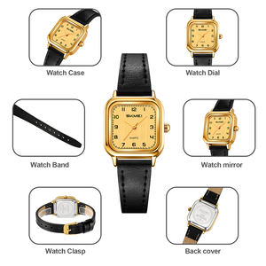 Montre pour femme à quartz, cadran texturé 25 mm, bracelet en cuir, étanche, avec design sportif minimaliste et élégant, personnalisable OEM/ODM - Product Image 3