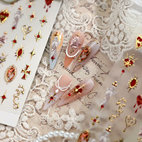 Autocollants pour ongles pour la Saint-Valentin, motif cœur, amour, gothique, vintage, ange, croix, décalcomanies pour ongles pour décorations romantiques d'art d'ongles