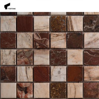 Carreau de mosaïque carré en marbre poli brun naturel populaire de Tostone pour la conception de plancher de mur de cuisine de salle de bains abordable de style rétro