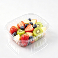 Contenant alimentaire jetable écologique transparent en PET avec couvercle articulé et fermeture hermétique, 20 oz, pour salades de fruits, chewing-gums, gelées et autres aliments à emporter