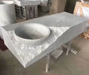 Bianco Carrara mermer taş banyo lavabo