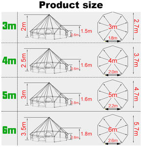 Yurt mongol de luxe pour 4 à 8 personnes, imperméable, pour l'extérieur, 3m, 4m, 5m, 6m, double couche, toile Oxford, tente cloche de camping - Product Image 4