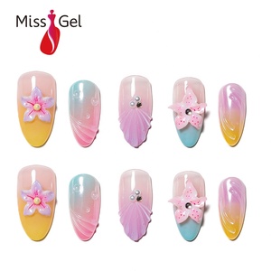 Lot de 32 <span class=keywords><strong>faux</strong></span> <span class=keywords><strong>ongles</strong></span> à presser, motif sirène, couleur <span class=keywords><strong>pastel</strong></span>, forme amande, pour femme - Product Image 1