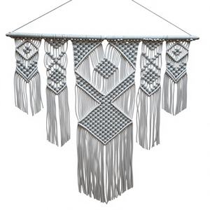 Décoration murale Art Déco en macramé fait main, motif vertical en tissu, pour l'occasion Diwali, 2 pièces, lavable, pour salon et usage commercial - Product Image 1