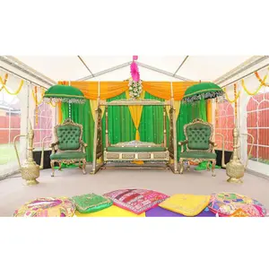 Moslim Walima Sangeet Jhula Set Pakistaanse Thema Mehndi Podium Decoratie Moslim Wedding Mehndi Podium Decor Met Swing