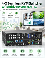 Commutateur KVM 4 entrées USB Multiview 4K60Hz avec IR pour moniteurs, commutateur audio-vidéo pour conférence