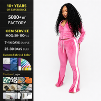 Vêtements d'hiver pour femmes Y2K, veste zippée en velours avec logo personnalisé sur le côté et pantalon de jogging, ensemble 2 pièces, survêtement en velours pour femmes