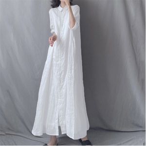 Robe longue décontractée et élégante en coton translucide pour femme, coupe ajustée, fluide et ample, idéale pour l'été, personnalisable OEM - Product Image 1