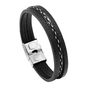 Popolare in pelle e acciaio inox braccialetto Unisex regalo di fidanzamento per la festa di nozze per gli uomini e le donne bracciale gioielli