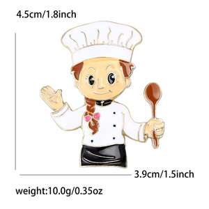 Broche de chef créative au design dernier cri, badge en alliage de personnage de dessin animé, cadeau pour chef de <span class=keywords><strong>restaurant</strong></span>, bijoux, broche de col, broche de costume - Product Image 6
