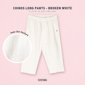 BOHOPANNA Pantalon chino long pour garçons, texture effet lin blanc cassé, taille élastique, coupe droite, longueur intégrale, pantalon d'été pour enfants - Product Image 4