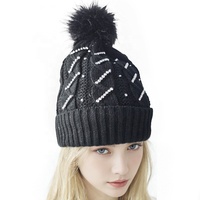 Bonnet en tricot acrylique personnalisé avec strass scintillants, rayé, unisexe, pour l'automne et l'hiver, idéal pour les voyages, taille ajustable