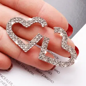 Liefde Oorbellen New Fashion Volledige Rhinestones Oorbellen Legering Hart Ear Stud Voor Vrouwen