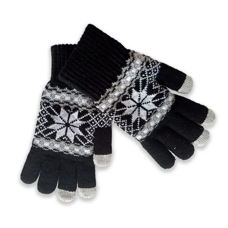 Lerdon Gloves Men Women Christmas Winter Warm Knitted Wapiti Pint Screen Cute Gloves Cold Weather 