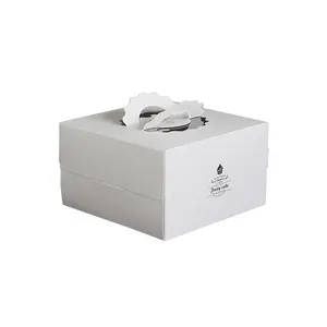 Großhandel Luxuriöse 6 <span class=keywords><strong>8</strong></span> 10 12 Zoll Weiße Hochzeitstortenbox mit Griff Individuell Bedruckte Lebensmittelechte Geburtstags-Papiertortenboxen - Product Image 2