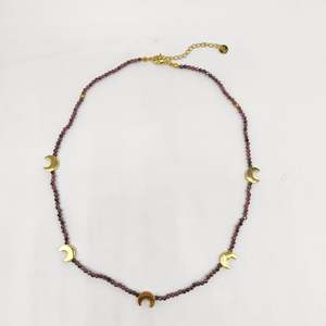 Collier de perles avec breloques lune, plaqué or PVD, acier inoxydable 316L, durable, résistant, bijoux de mode - Product Image 1