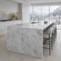 Dalle de marbre dolomite super blanc - Marbre naturel blanc avec veinage gris pour comptoir, mur et sol, grande dalle polie