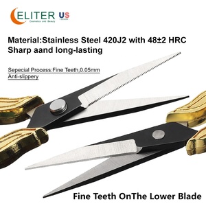 Tijeras profesionales para uñas Eliter, gran oferta, al por mayor, con dientes microfinos para coser y pescar hilo de fibra - Product Image 3