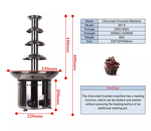 Cioccolato commerciale <span class=keywords><strong>cascata</strong></span> 4/5/6/7 strati in acciaio inox 304 fontana <span class=keywords><strong>di</strong></span> cioccolato con il controllo della temperatura cioccolato - Product Image 3