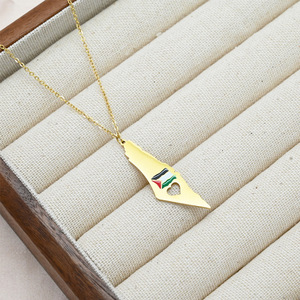 巴勒斯坦地图国旗阿拉伯空心伊斯兰穆斯林不锈钢吊坠时尚珠宝项链批发新款礼物2026 - Product Image 6