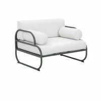 Ensemble de canapé et table basse d'extérieur, style nordique minimaliste, en alliage d'aluminium et teck, personnalisable, meubles d'extérieur, jardins, patios, en plein air