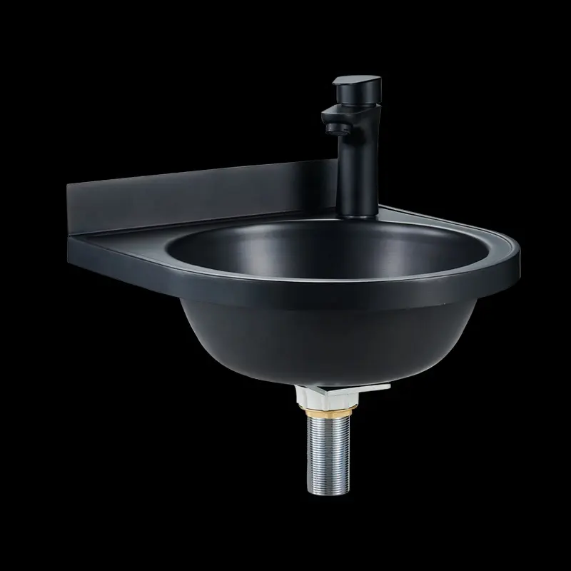 Modern New Wall Hang Bathroom Faucet Sink Stainless Steel Black Wash Basin Price