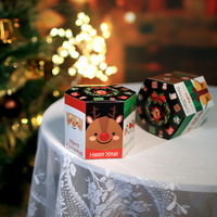 Impression couleur personnalisée boîte cadeau de Noël boîte d'emballage de biscuit de cuisson emballage de pomme mignon boîte de carte blanche hexagonale